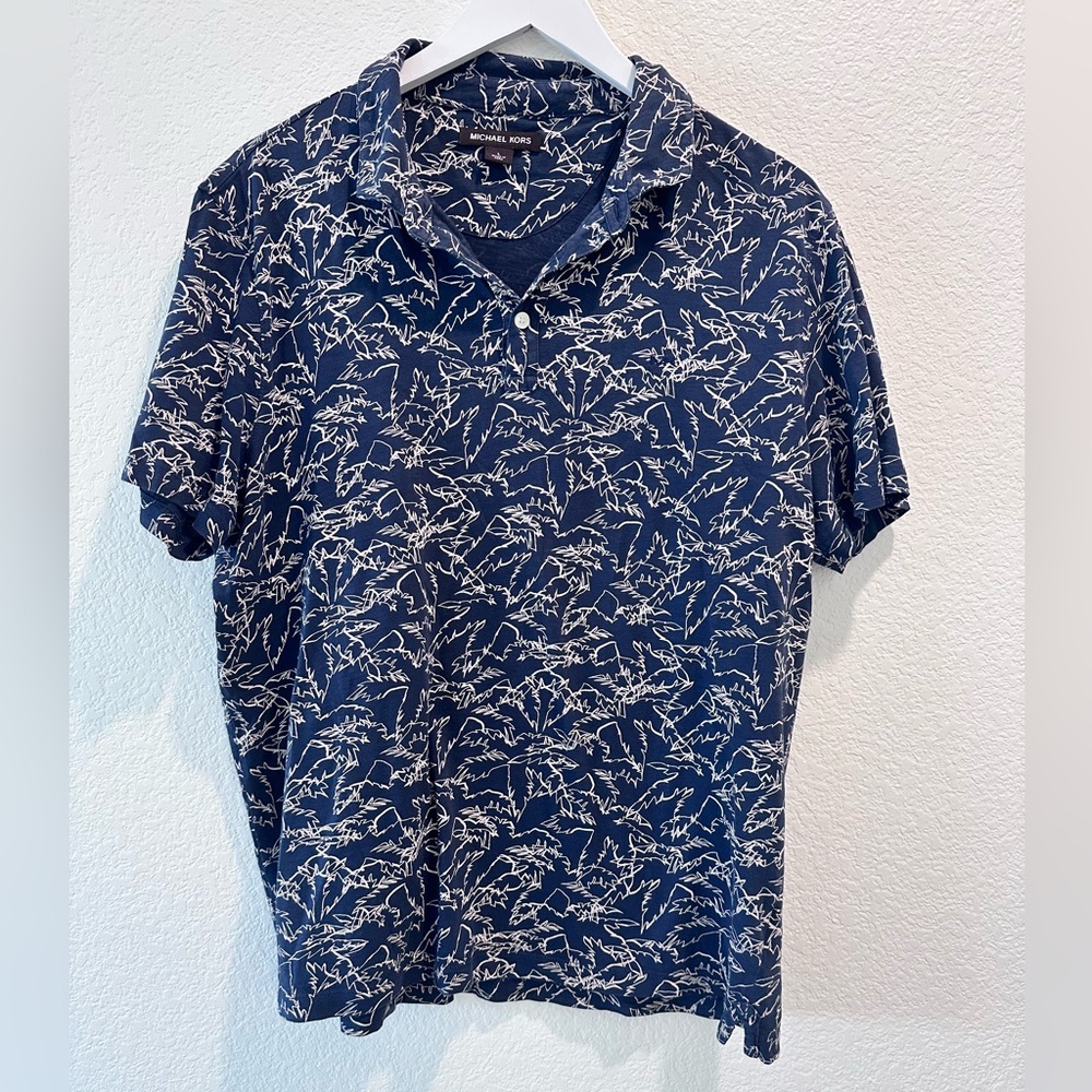 Michael Kors Blue and White Polo Shirt